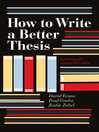 How to Write a Better Thesis  3 by David Evans eBook